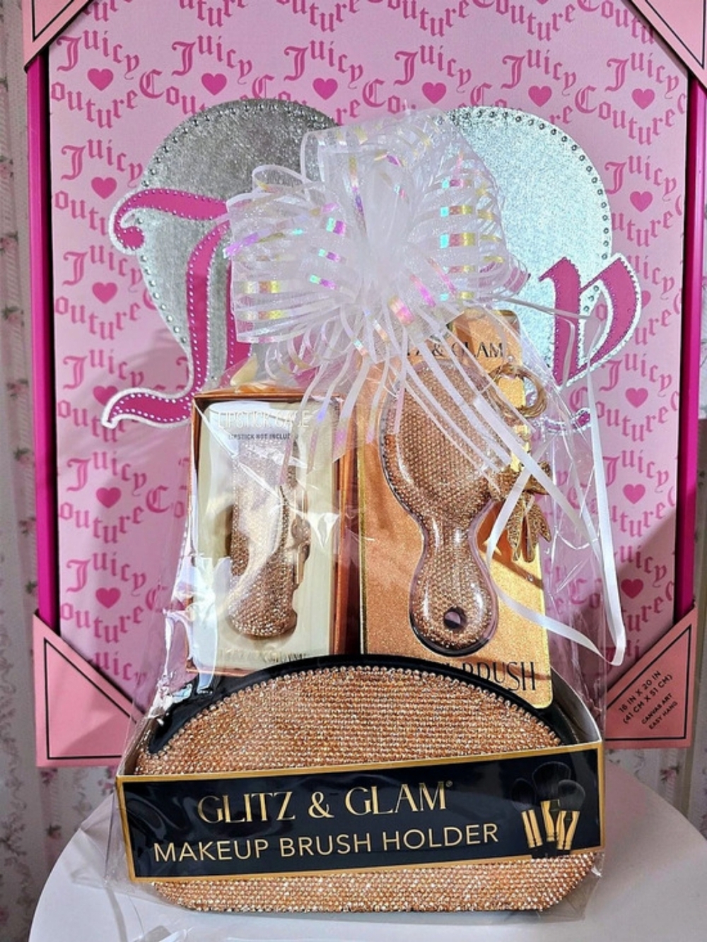 Glitz & Glam Gift Set Makeup Brush Holder Travel Mini Brush & Lipstick Case NWT
